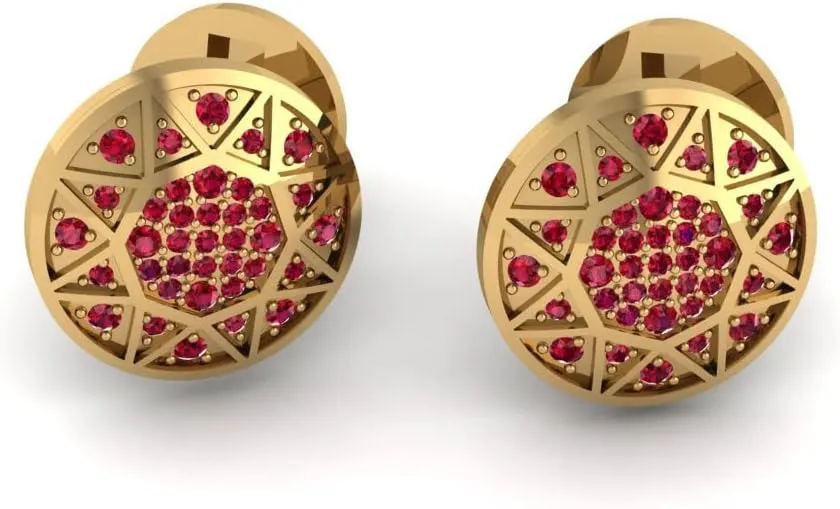 0.58 Carat Gemstone Spider Web Design Cufflinks in 925 Sterling Silver Yellow Gold Plated Cufflinks for Groom Husband Father Boyfriend with Gift Box