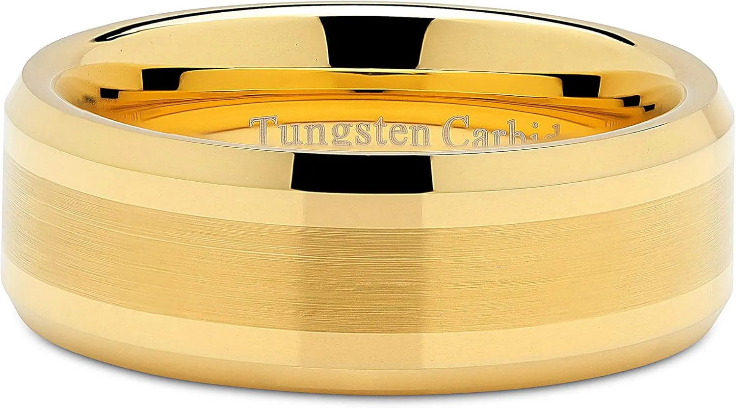 100S JEWELRY 8mm Men's Tungsten Carbide Ring Wedding Band 14k Gold Plated Jewelry Bridal Size 8-16
