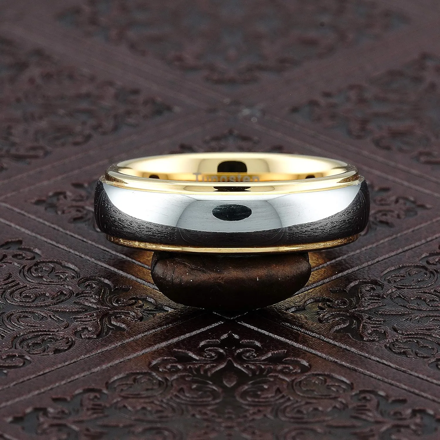 100S JEWELRY Engraved Personalized 6mm Tungsten Rings For Men Women Wedding Band Two Tones Gold Silver Engagement Size 5-13