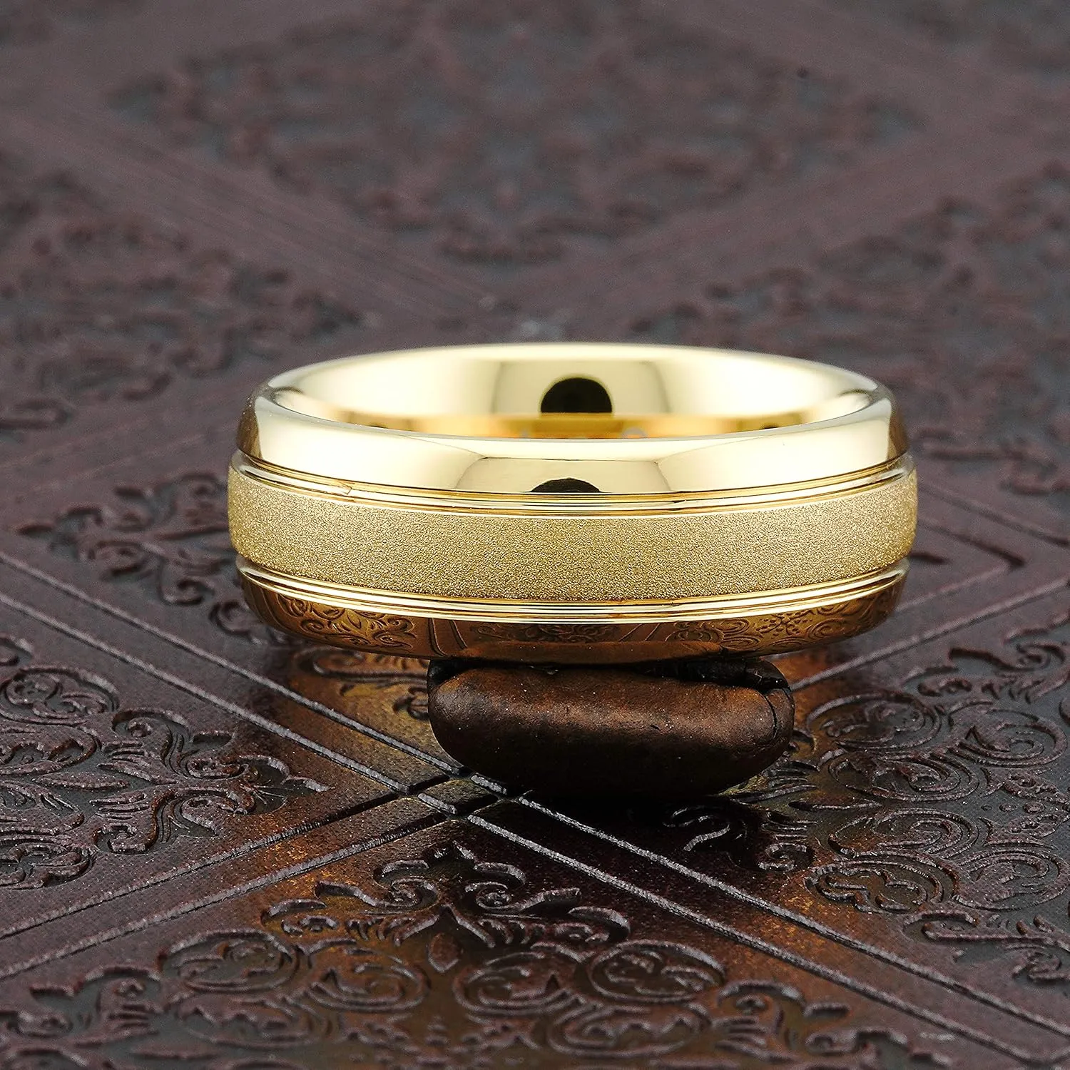 100S JEWELRY Engraved Personalized Tungsten Rings For Men Women Gold Wedding Band SandBlasted Finish Dome Edge Sizes 6-16