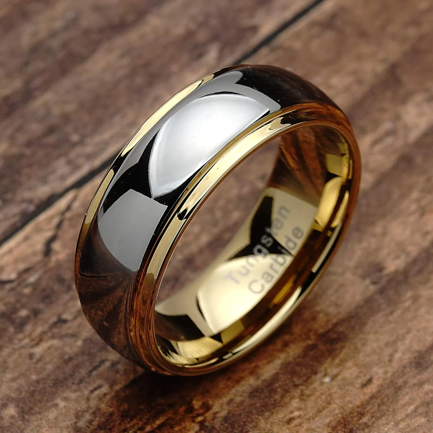 100S JEWELRY Engraved Personalized Tungsten Rings For Men Women Wedding Band Two Tone Gold Silver Engagement Sizes 6-16