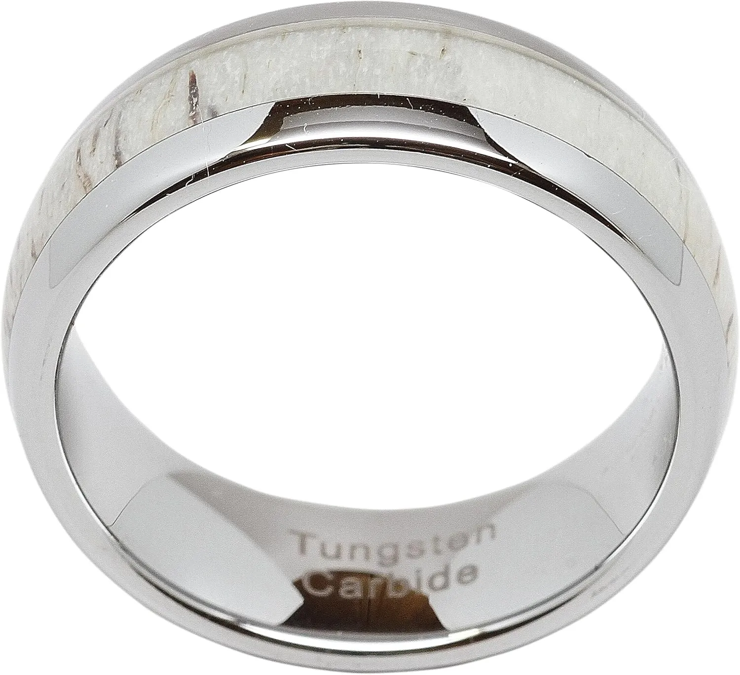 100S JEWELRY Tungsten Ring Elk Deer Antler Inlaid For Men Women Wedding Band Dome Shape Size 6-16