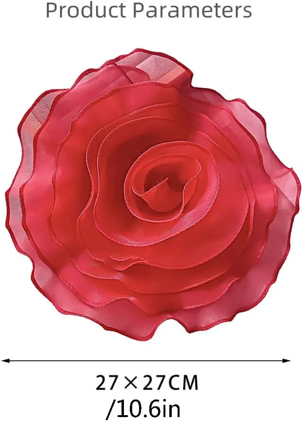 10inch Extra Large Flower Brooch Pin for Women Fashion Dainty Organza Satin Fabric Big Camellia Brooches Lapel Pins Wedding Dance Party Dress Accessories Exaggerated Jewelry Gift