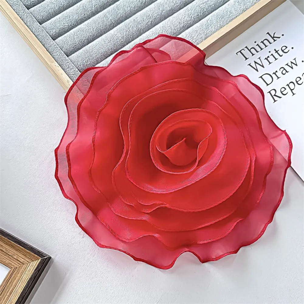 10inch Extra Large Flower Brooch Pin for Women Fashion Dainty Organza Satin Fabric Big Camellia Brooches Lapel Pins Wedding Dance Party Dress Accessories Exaggerated Jewelry Gift