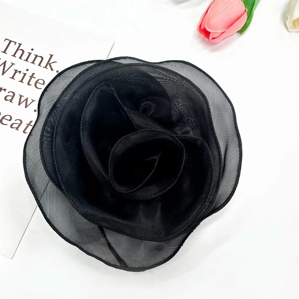 10inch Extra Large Flower Brooch Pin for Women Fashion Dainty Organza Satin Fabric Big Camellia Brooches Lapel Pins Wedding Dance Party Dress Accessories Exaggerated Jewelry Gift
