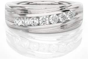 10K 14K 18K Gold Men's Moissanite Wedding Band D Color Moissanite Anniversary Wedding Rings Half Eternity Band for Men Size 4-15