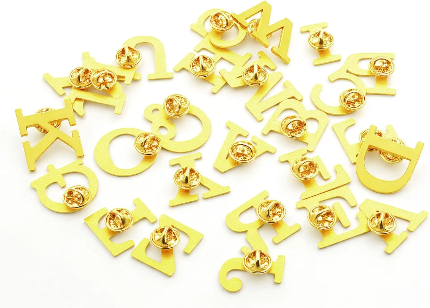 10Pack A-Z 26 Letters Pins Brooches Gold Plated Metal Broaches Pins-GOLD Initial Breast Brooch pin Tack Name Personalized Gifts for Women Men