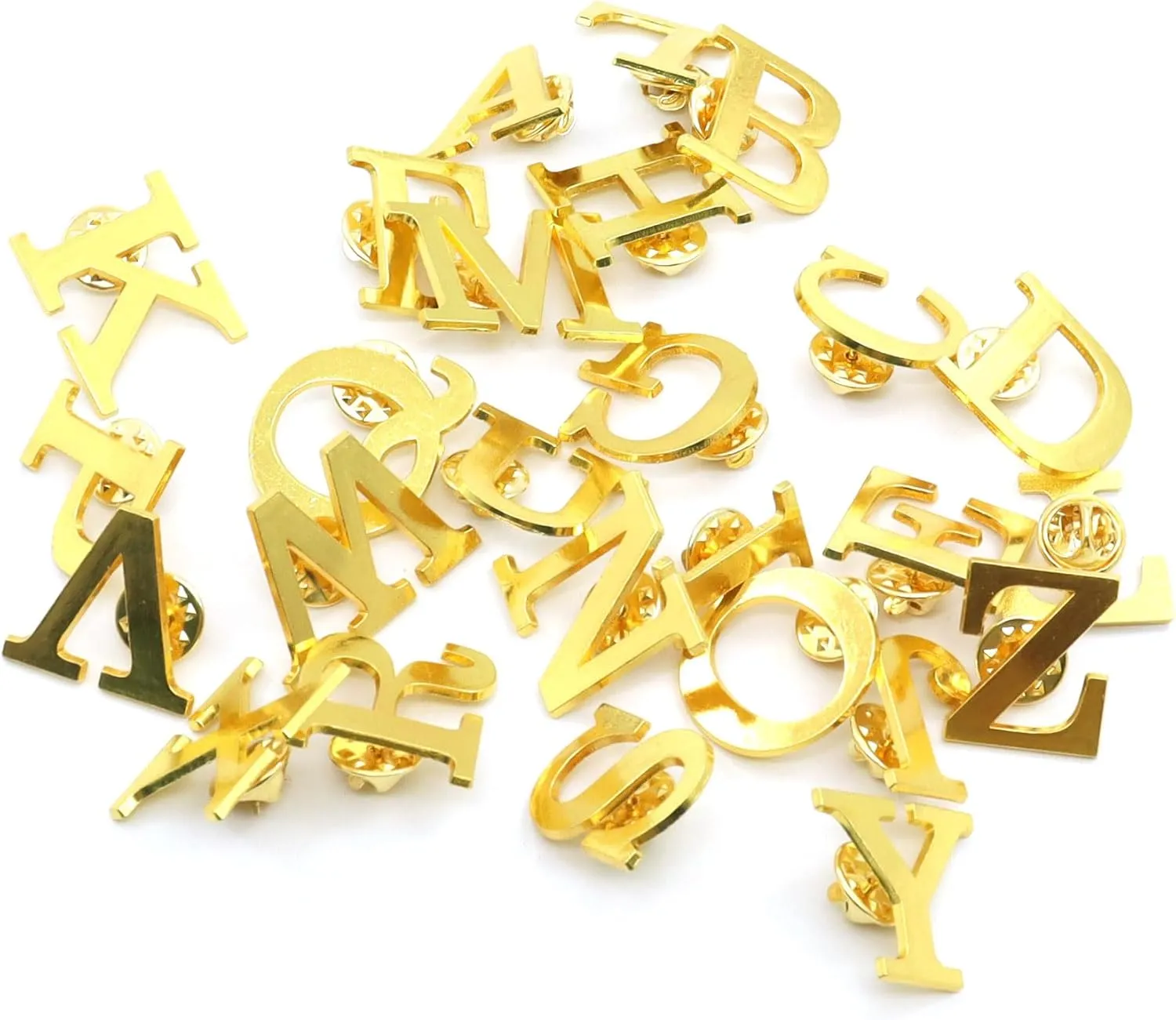 10Pack A-Z 26 Letters Pins Brooches Gold Plated Metal Broaches Pins-GOLD Initial Breast Brooch pin Tack Name Personalized Gifts for Women Men