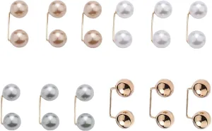 12 Pack Brooch Pins Artificial Pearl Safety Pins Anti-exposure Neckline Sweater Shawl Clips with Double End Decorative Pearls Cardigan Collar Holder for Women Wedding Dress Blouse V-line Tops