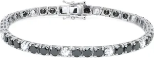12cttw Black Diamond & Cubic Zircon Tennis Bracelet for Women In 925 Sterling Silver 14K White Gold Plated | Women's Diamond Bracelet (7" Inch) 4 mm Size