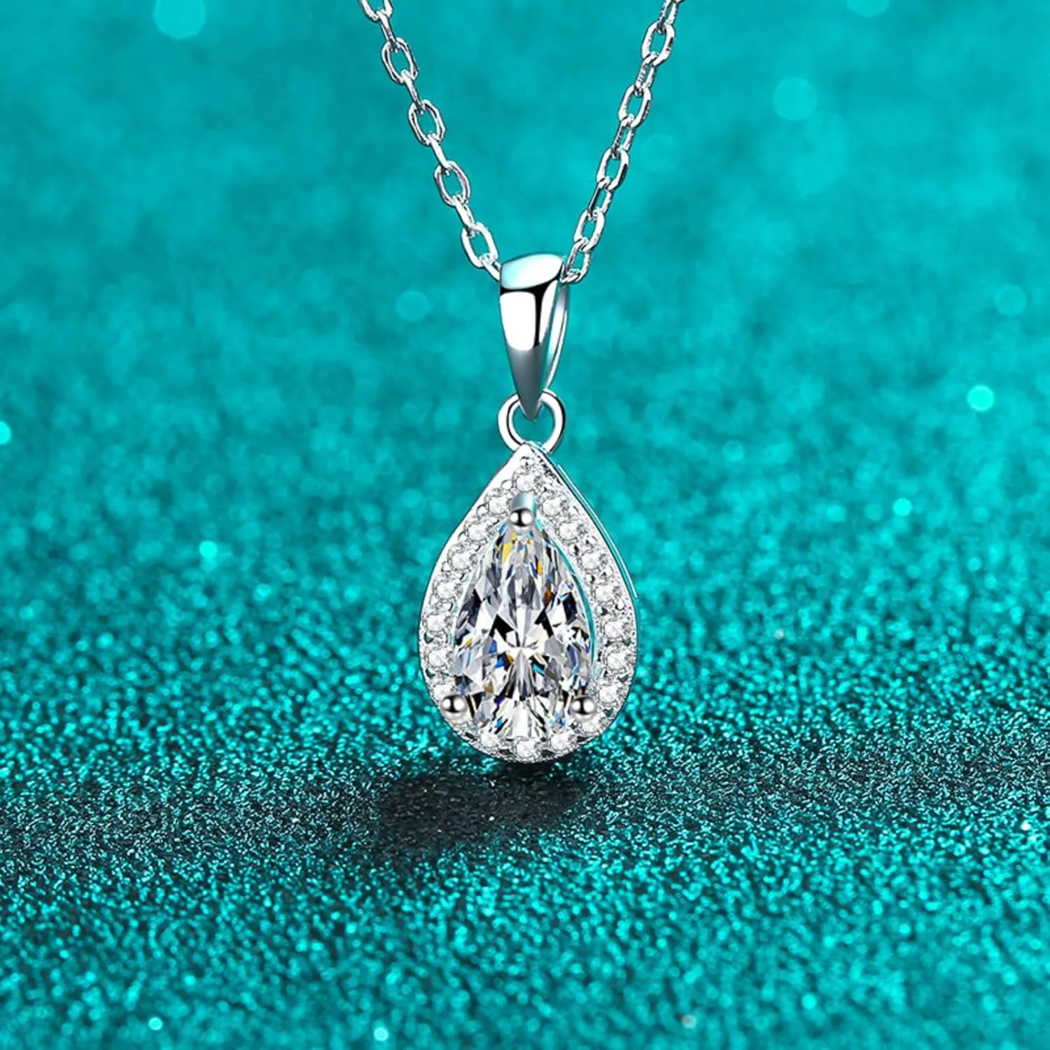 14K Gold 1 Carat Diamond Necklace &Drop Earrings Set, Pear Shape Design Two-Piece Jewelry Set,Perfect for Romantic Gifts