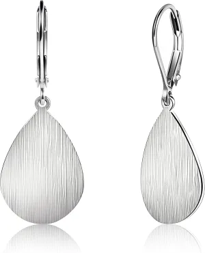 14K Gold Dangle Earrings for WomenLightweight Circle Disc Coin Geometric Flat Brushed Drop Earrings, Hypoallergenic Leverback Earrings S925 Jewelry