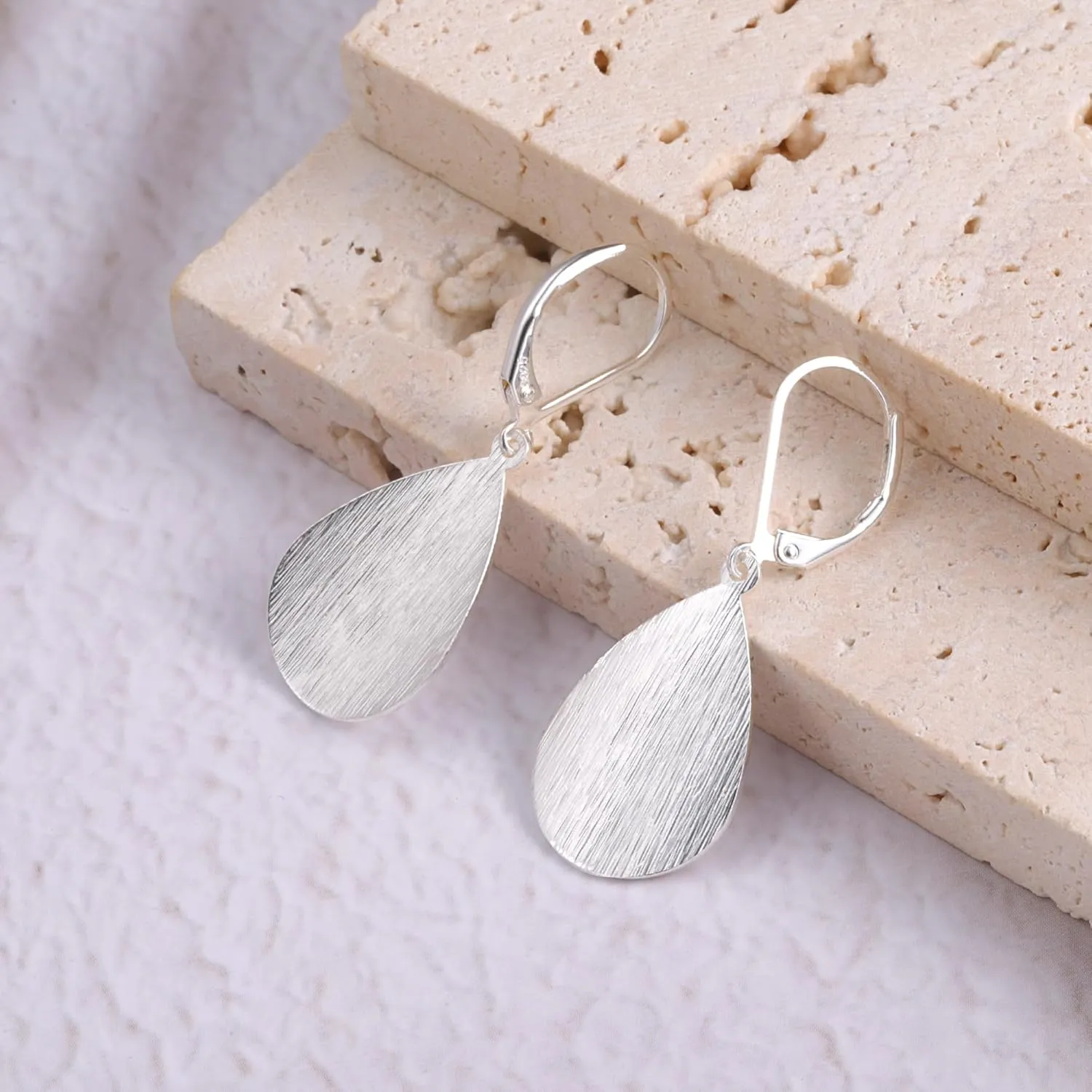 14K Gold Dangle Earrings for WomenLightweight Circle Disc Coin Geometric Flat Brushed Drop Earrings, Hypoallergenic Leverback Earrings S925 Jewelry