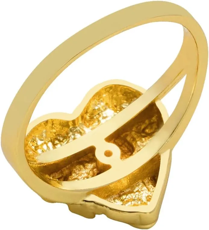 14k Gold Plated Brass Rough Textured Cookie Heart Shape Nugget Rings For Women/Men