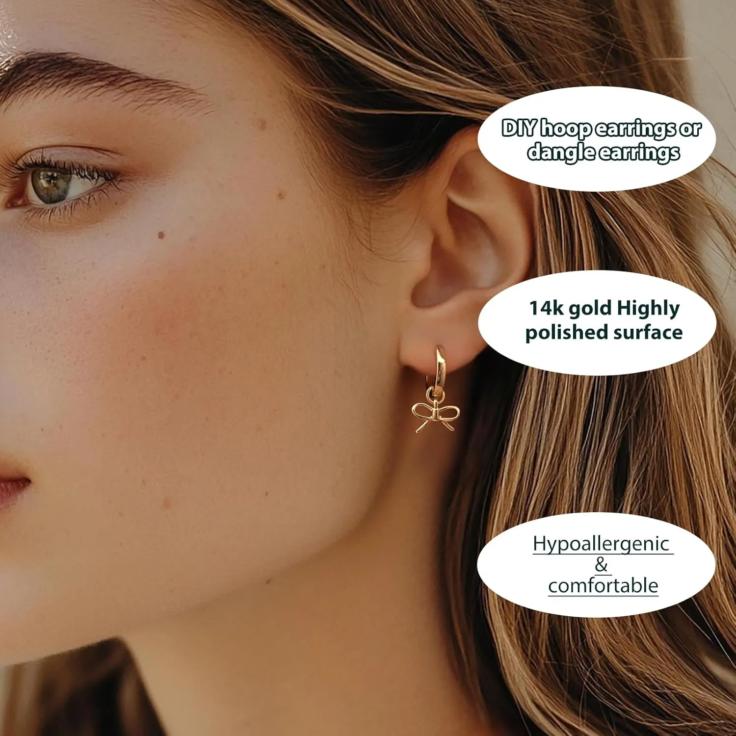 14K Gold Plated Huggie Earrings and Charm Set for Women |Mix and Match Earring Pack with Cubic Zirconia Star Heart Flower Bow Small Hoop Earrings with Charms