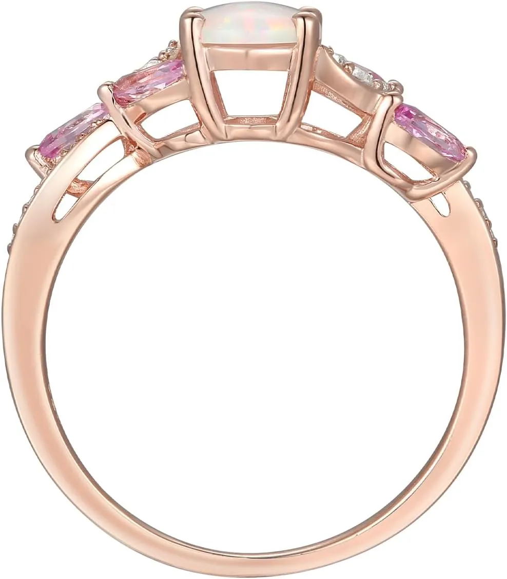 14K Rose Gold over Sterling Silver Lab Created Opal Ring