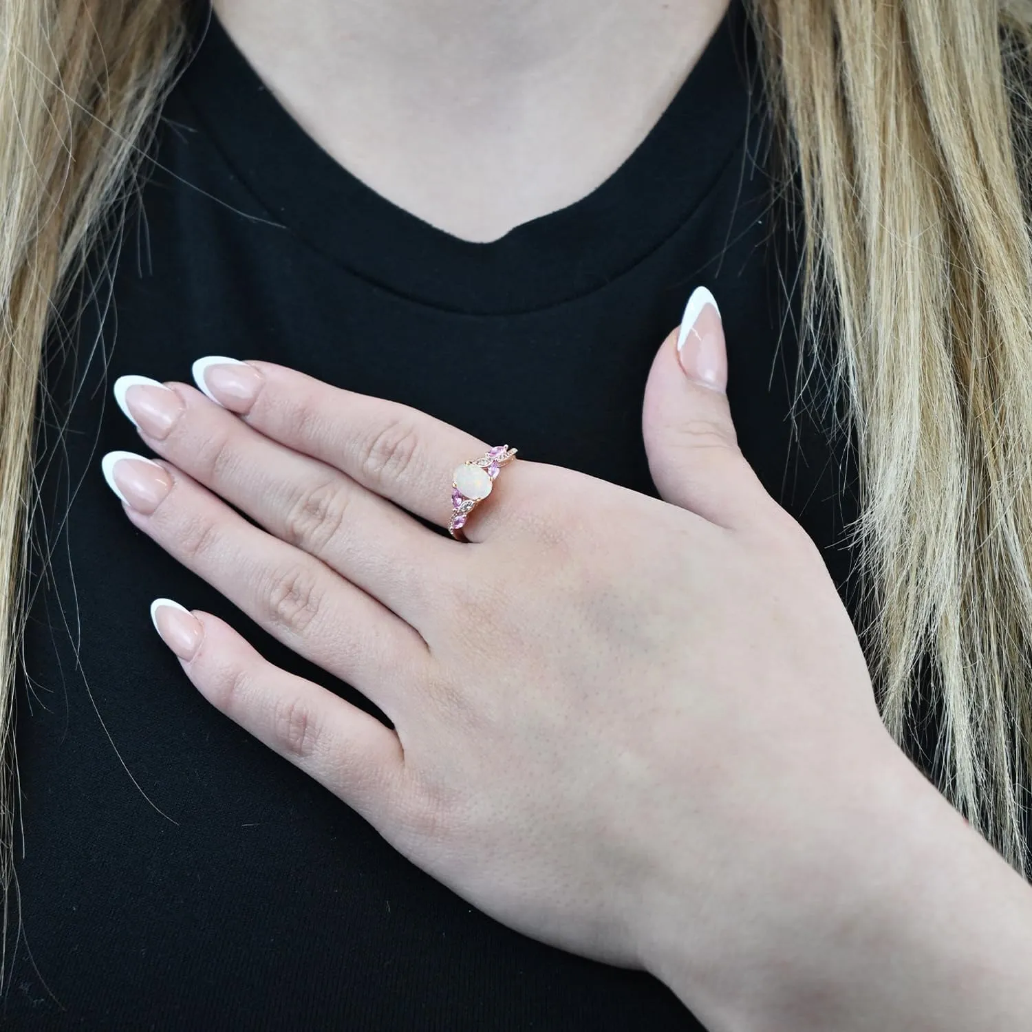 14K Rose Gold over Sterling Silver Lab Created Opal Ring