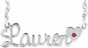 14k White Gold 1.5mm Round Shape January Birthstone Script Nameplate Personalized Necklace Fine Jewelry for Women Gifts for Her (26x8mm), 18"
