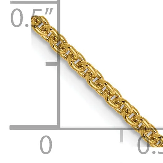 14k Yellow Gold 1.95 mm Round Cable Chain