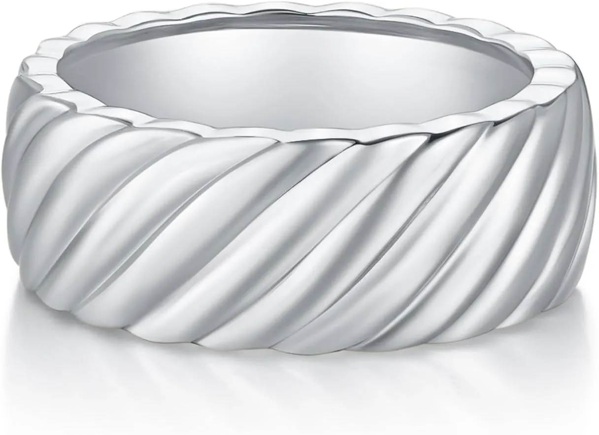 14K/18K Yellow/White Gold Chunky Croissant Ring for Women | Bold Twisted Braided Design | Gold Plated Dome Statement Ring | Trendy Chunky Signet Ring | Size Options Available (Gold, Size 4-12)