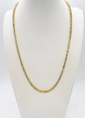 15.30 Carats Natural Diamond Tennis Necklace in 14K Yellow Gold 20"