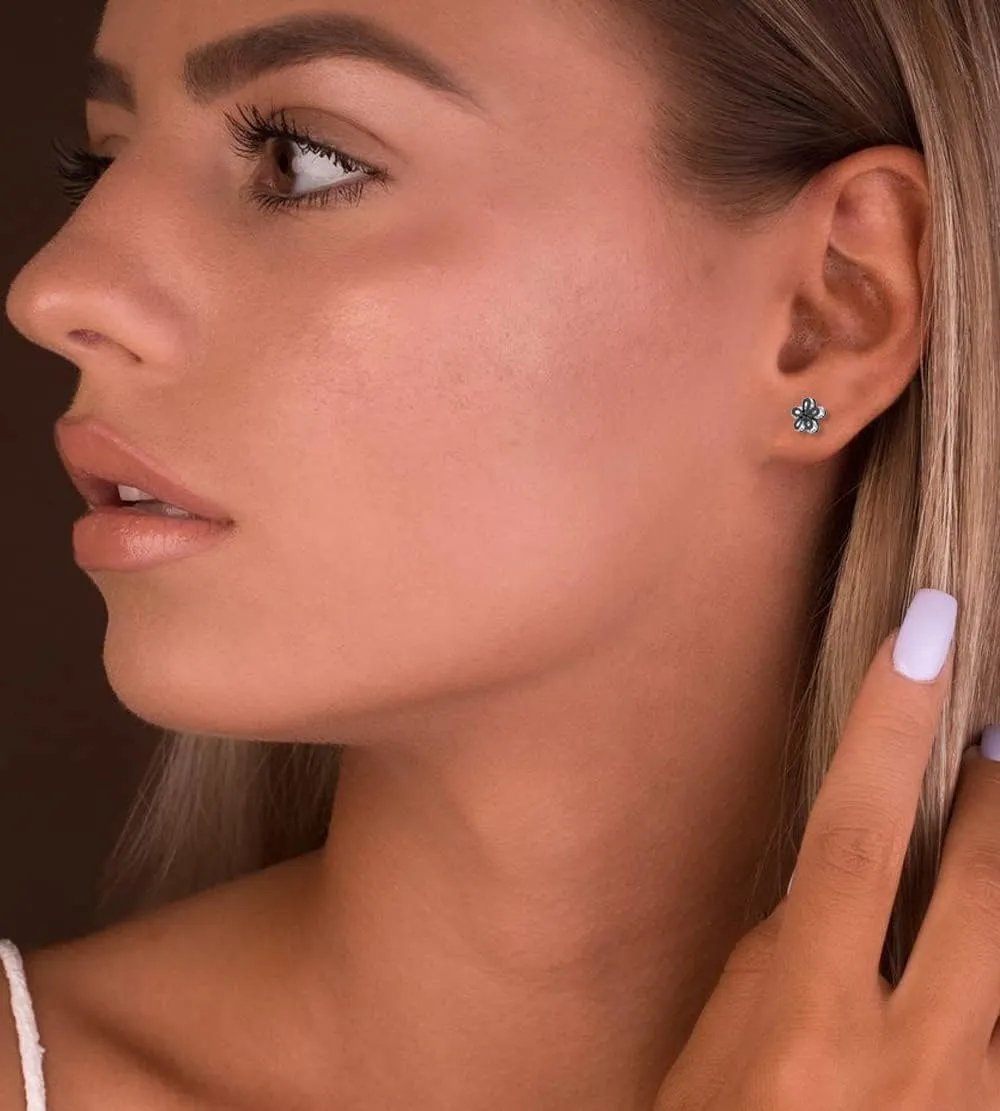 15PCS 16G 316L Stainless Steel Cartilage Earring Stud Internal Thread CZ Flower Moon Labret Studs Tragus Helix Monroe Piercing Jewelry 8MM