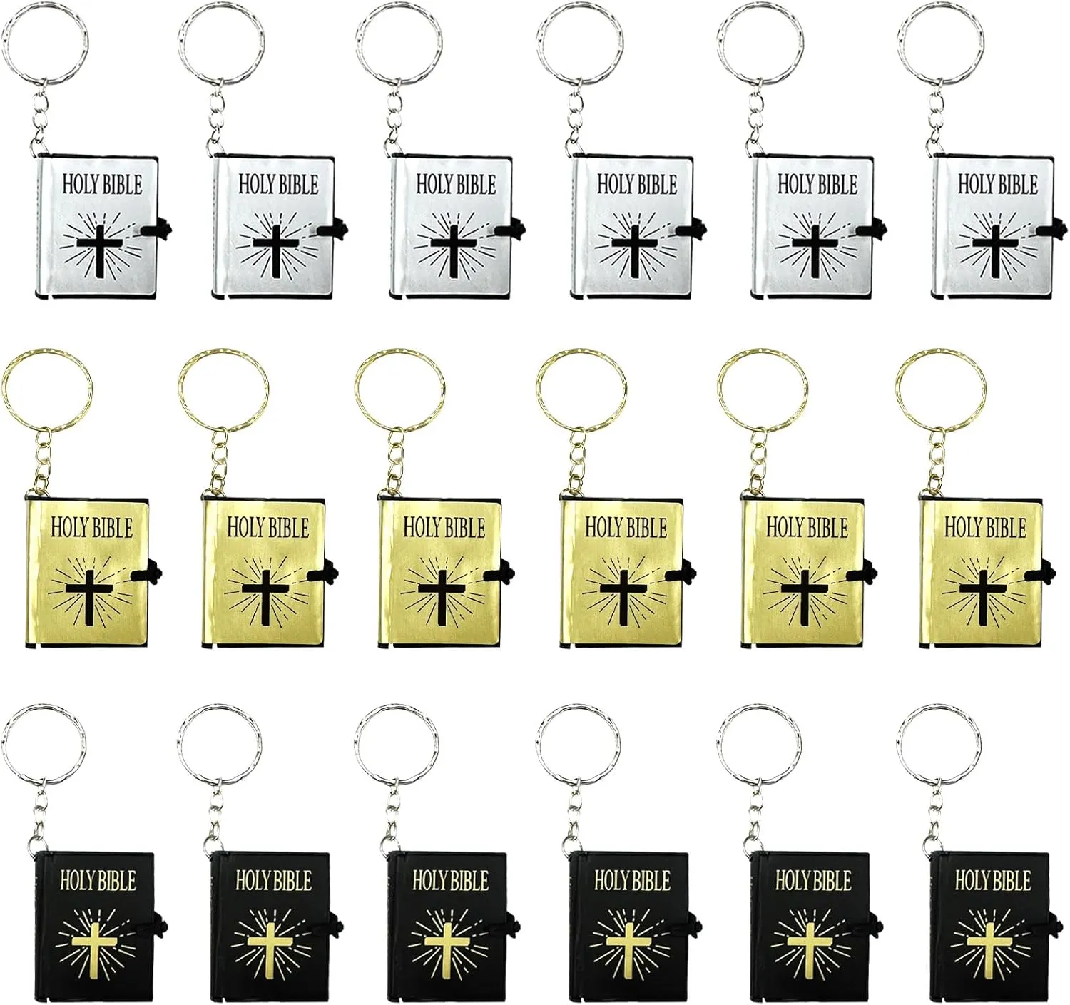 18 Pcs Mini Bible Keychain, Miniature Bible Key Chains Bulk Christian Keychain for Church Souvenir Gifts