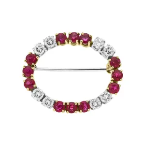 18ct White Gold 1.63ct Ruby Diamond Brooch