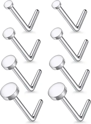 18G 20G 22G Astm F136 Titanium Nose Rings Studs Piercing Jewelry for Women Men Nose Nostril Piercing Jewelry Top Flat 1.5mm 2mm 2.5mm 3mm 4 Pair