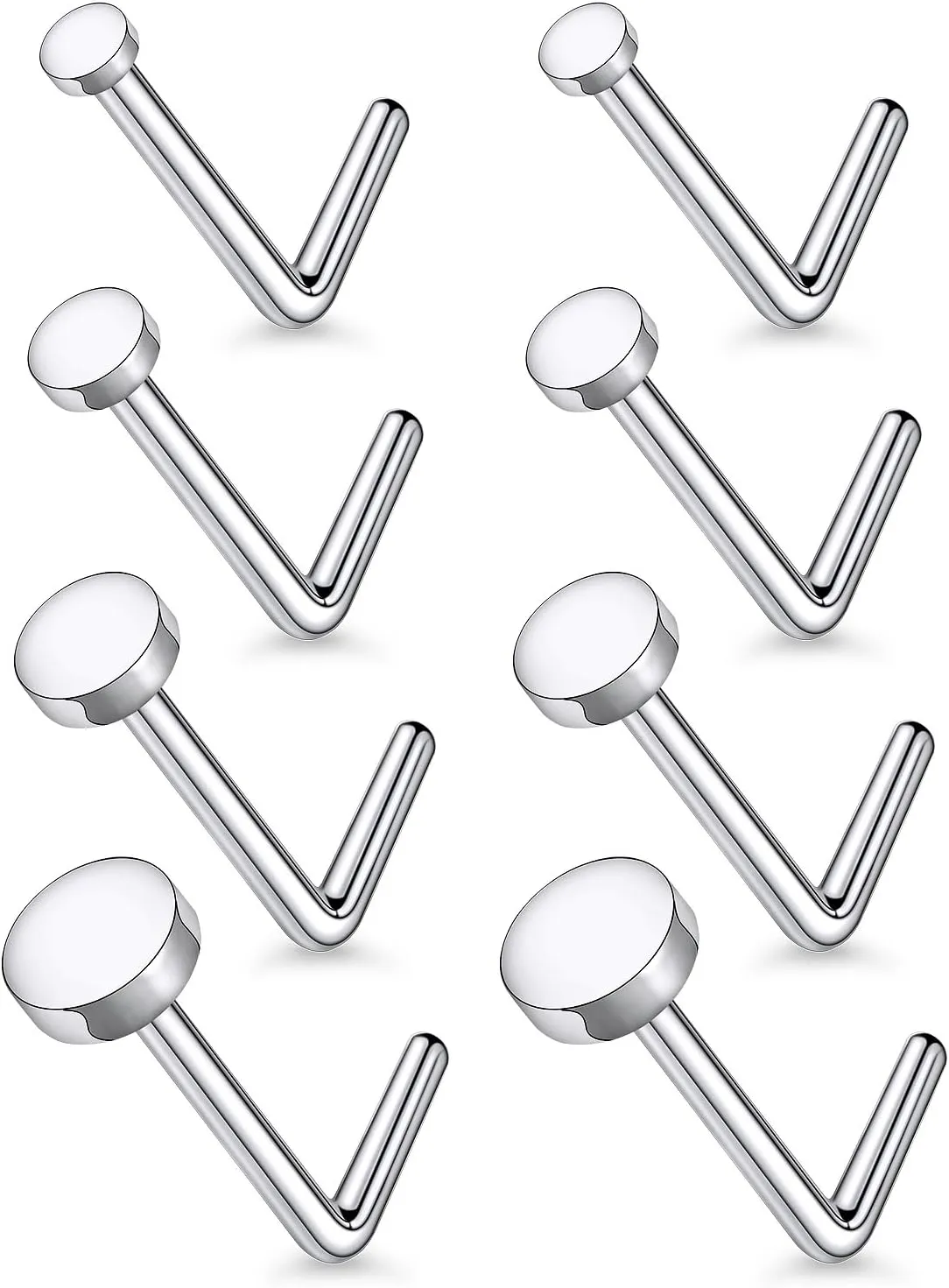 18G 20G 22G Astm F136 Titanium Nose Rings Studs Piercing Jewelry for Women Men Nose Nostril Piercing Jewelry Top Flat 1.5mm 2mm 2.5mm 3mm 4 Pair