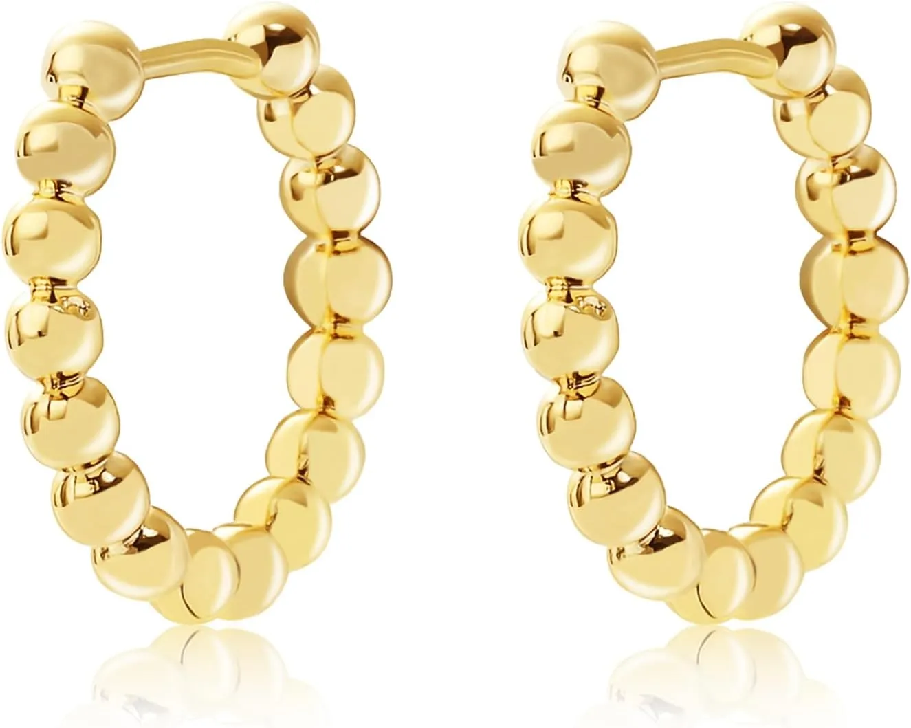 18K Gold Huggie Hoop Earrings Gold Plated Simple Studs for Women Hypoallergenic Lightweight Jewelry for Teen