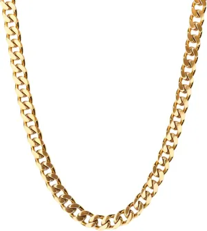 18k Gold Plated 9mm Cuban Link Chain for Men and Women, Stainless Steel-Diamond-Cut Jewellery, Miami Curb Hip Hop Necklace 18 IN