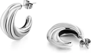 18K Gold Plated Chunky Multi Hoop Earrings for Women Hypoallergenic Trendy Triple Split Open Loop Huggie Earrings Lightweight Gold Hoops Ear Studs Jewelry