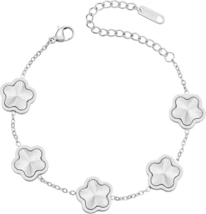 18K Gold Plated Clover Bracelet for Women - Four Leaf Flower Lucky 4 Leaf Link Bracelet Jewelry Gift for Women Van Cleef
