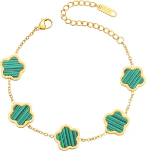 18K Gold Plated Clover Bracelet for Women - Four Leaf Flower Lucky 4 Leaf Link Bracelet Jewelry Gift for Women Van Cleef