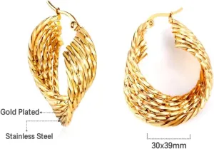 18K Gold Plated Hoops Earrings for Women | Gold Hoop Earrings | Drop Dangle Earrings