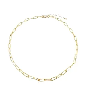 18K Gold Plated Paperclip Chain Choker Necklace Linked Paper Clip Layering Girls Trendy Chains