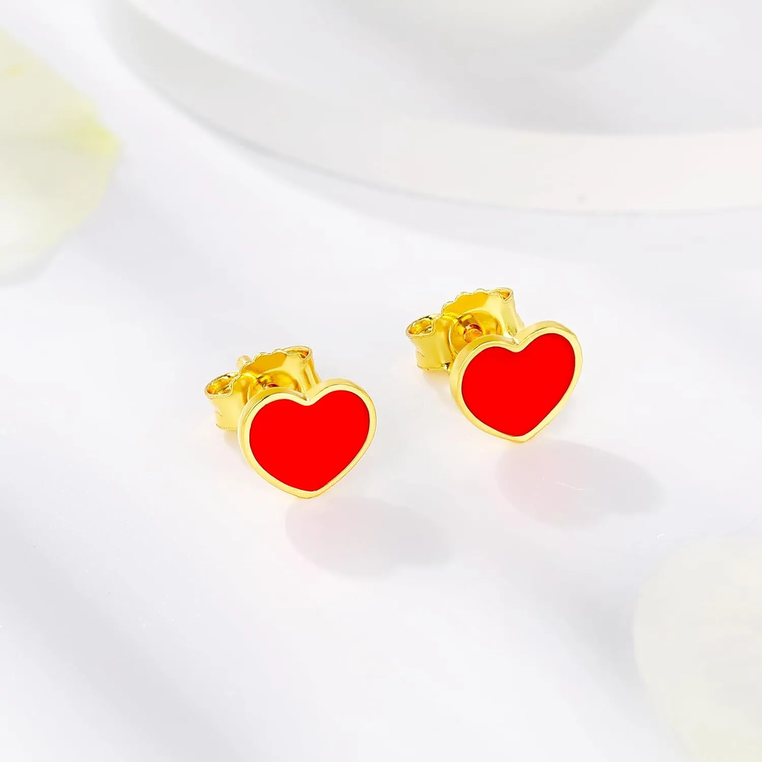 18K Gold Plated Solid 925 Sterling Silver Stud Earrings for Women, Hypoallergenic Dainty Stud Earrings