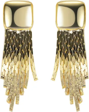 18K Gold Plated Tassels Stud Earrings for Women Hypoallergenic for Sensitive Ears Fashion Piercing Post Studs Lightweight