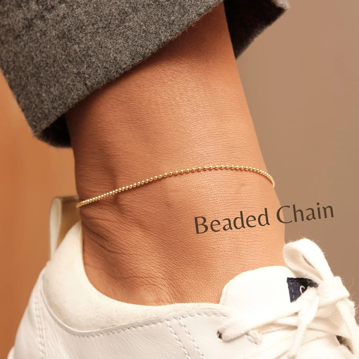 18K Gold PVD Coating Stainless Steel Herringbone Anklet Snake Chain Anklet Gold Chain Anklet 2 in 1 Double Chains Anklet Summer Anklet Beach Anklet For Women