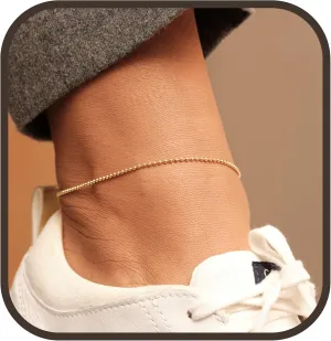 18K Gold PVD Coating Stainless Steel Herringbone Anklet Snake Chain Anklet Gold Chain Anklet 2 in 1 Double Chains Anklet Summer Anklet Beach Anklet For Women