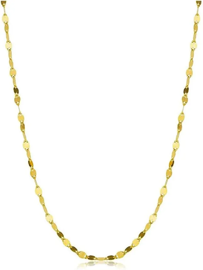 18K Solid Gold Mirror Chain Necklace for Women, 1.7MM Yellow Gold Italian Mirror Link Chain Necklace Christmas Annversary Jewelry Gift for Women 18"