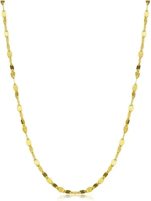 18K Solid Gold Mirror Chain Necklace for Women, 1.7MM Yellow Gold Italian Mirror Link Chain Necklace Christmas Annversary Jewelry Gift for Women 18"