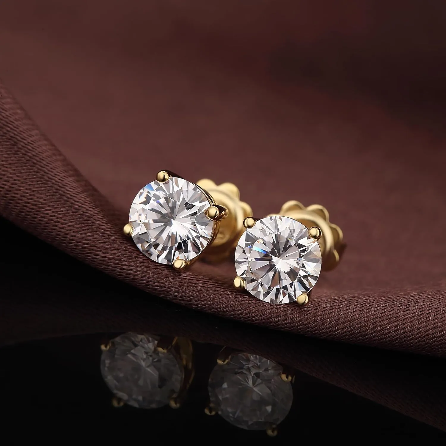 18K White Gold Plated CZ Diamond Stud Earrings 925 Sterling Silver Cubic Zirconia Stud Earrings for Women/Men Hypoallergenic Stud Earrings 4MM-8MM