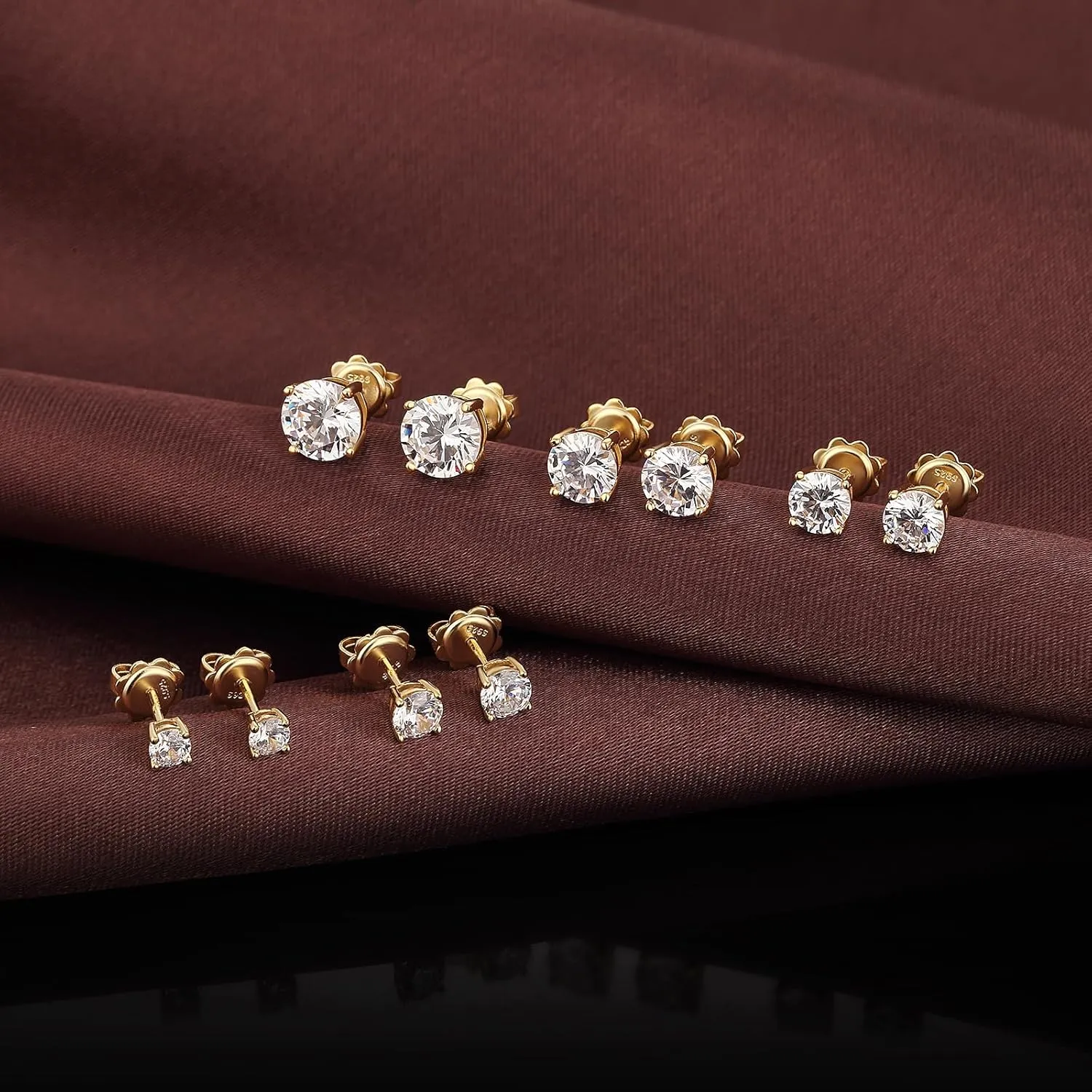 18K White Gold Plated CZ Diamond Stud Earrings 925 Sterling Silver Cubic Zirconia Stud Earrings for Women/Men Hypoallergenic Stud Earrings 4MM-8MM