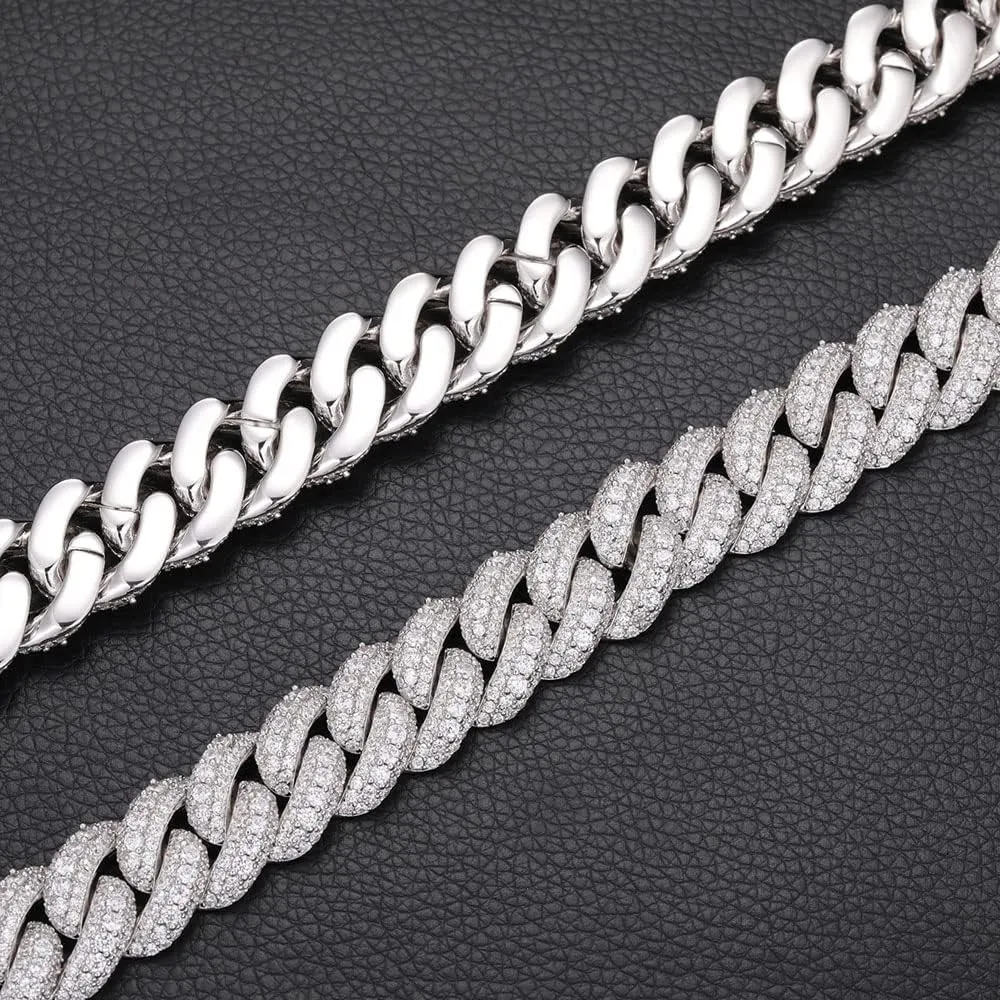 18mm Iced Out Cuban Link Chain 18K White Gold Plated Bling 5A  Cubic Zirconia Diamond Chain Rapper Hip Hop Thick Cuban Link Necklace Luxury Jewelry for Men and Women