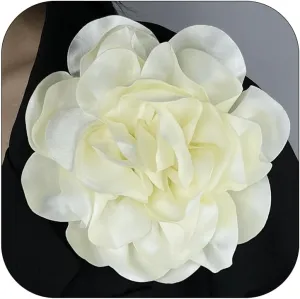19mm Extra Large Rose Flower Brooches Lapel Pins Dainty Satin Fabric Brooches Big Camellia Flower Brooch Pin for Women Wedding Part Dance Clothes Accessories Jewelry