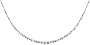 20 Ct Real Round Natural Diamond Graduated Tennis Necklace, 14k Yellow Gold, Rose Gold, White Gold, 16 Inch Length