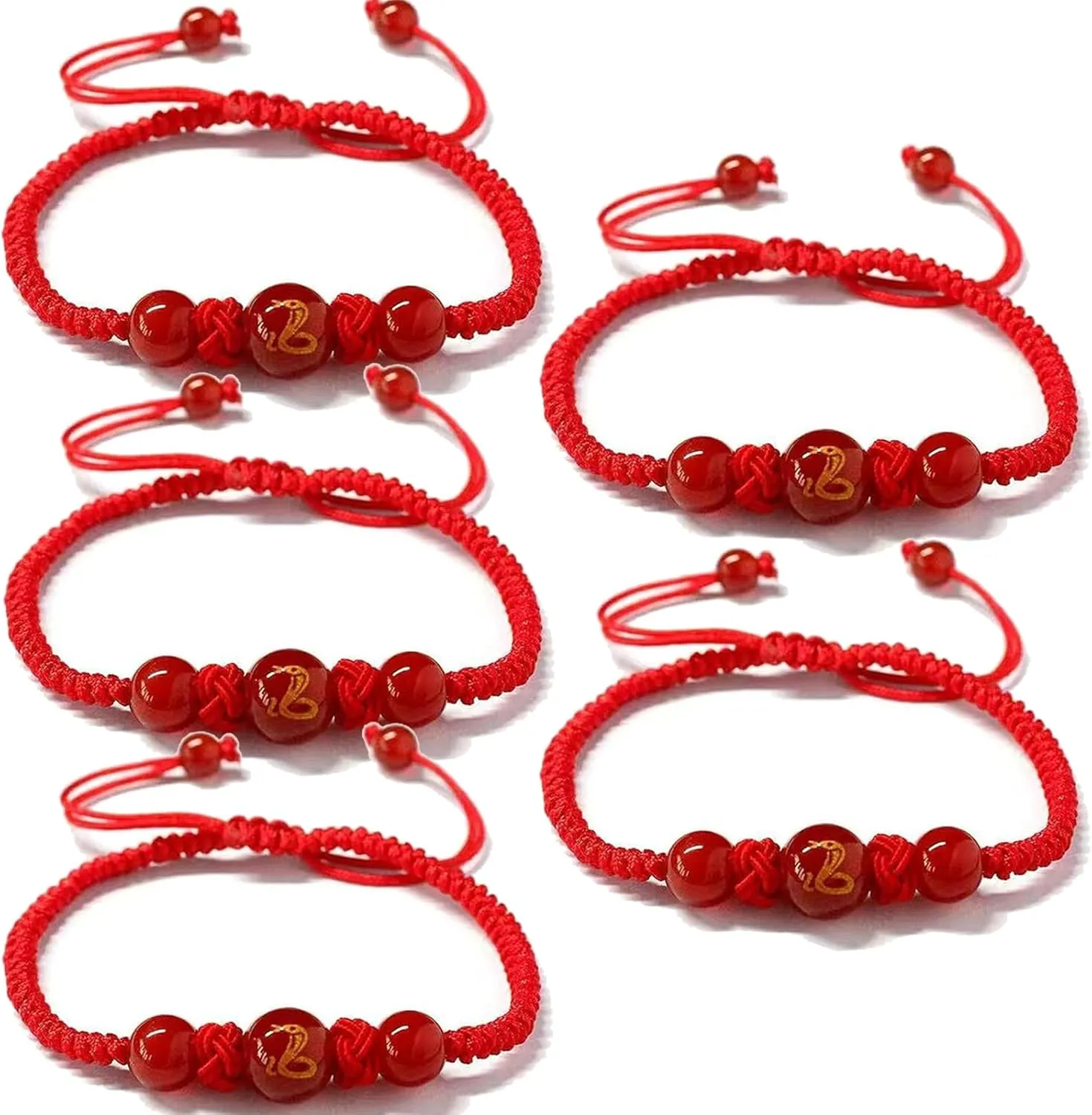 2025 New Year of Snake Bracelets for Women Men, Chinese Zodiac Animal Good Luck Braided Bracelet Red String Lucky Snake Charm Bracelet Adjustable Jewelry Gift