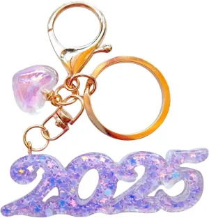 2025 New Years Colorful Keychains with Heart Charms for Women Girls Cute Key Chains for Backpack School Bag